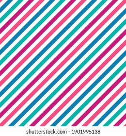 Diagonal lines stripes cute vector seamless pattern. Parallel lines swatch. Stripes abstract zebra print. Colorful slant parallel lines endless ornament.