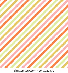 Diagonal lines stripes simple vector seamless pattern. Parallel lines geometry. Bar stripes wallpaper. Colorful diagonal parallel lines endless ornament.