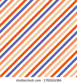 Diagonal lines stripes vintage vector seamless pattern. Parallel lines swatch. Stripes baby fashion print. Colorful diagonal parallel lines endless ornament.