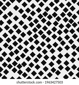 Diagonal location blacvk squares pattern. Vector seamless squares or rhombuses.