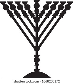 Diagonale Menorah nach der Chabad- und Rambam-Methode
Eine Lampe des jüdischen Urlaubs Hanukkah
Schwarze flache Vektorsilhouette