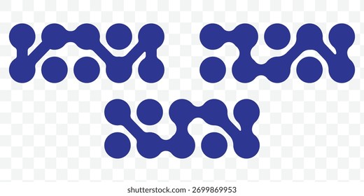 Forma de círculos conectados diagonales metabólicos. Puntos de células nerviosas Abstractas o nano red de computadora . Patrón de metaballs negros aislados sobre fondo blanco. Ilustración vectorial. Vector eps 10