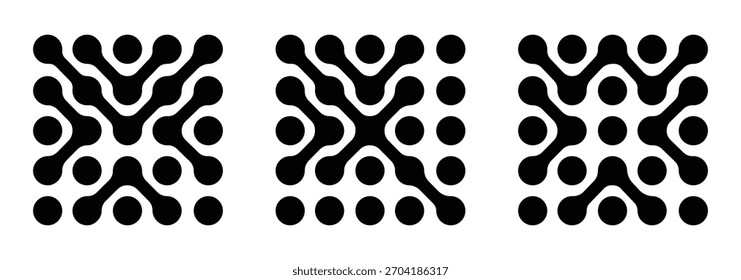 Forma de círculos conectados diagonales metabólicos. Puntos de células nerviosas Abstractas o nano red de computadora . Conjunto de Metaball. Formas de Vector Connect Circle. Puntos geométricos Abstractas.