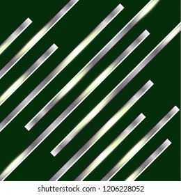 Diagonal metal stripes on a dark background. Polished texture, chrome, silver, steel, aluminum. Design concept. Vector illustration