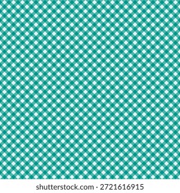 Diagonal menta verde Gingham padrão sem emenda. Bias Pastel Plaid Texture.