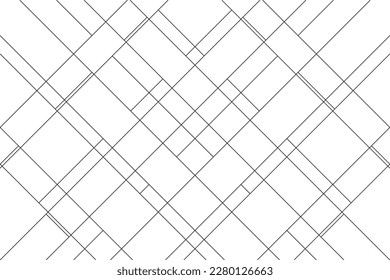 Diagonal of mondrian pattern. Design random lines black on white background. Design print for illustration, wallpaper, texture, textile, background. Set 6
