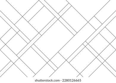 Diagonal of mondrian pattern. Design random lines black on white background. Design print for illustration, wallpaper, texture, textile, background. Set 2