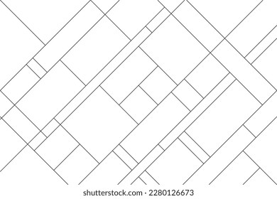 Diagonal of mondrian pattern. Design random lines black on white background. Design print for illustration, wallpaper, texture, textile, background. Set 3