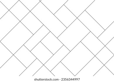 Diagonal of mondrian style pattern. Design mosaic tile random black on white background. Design print for illustration, textile, texture, wallpaper, background, interior, architecture. Set 26