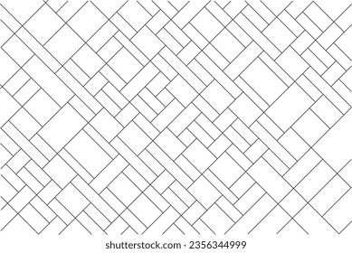 Diagonal of mondrian style pattern. Design mosaic tile random black on white background. Design print for illustration, textile, texture, wallpaper, background, interior, architecture. Set 28