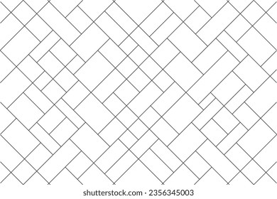 Diagonal of mondrian style pattern. Design mosaic tile random black on white background. Design print for illustration, textile, texture, wallpaper, background, interior, architecture. Set 27