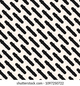 Diagonal monochrome seamless pattern. Abstract black and white striped vector background with simple geometric shapes. Modern stylish texture. Repeat design for decor, fabric, carpet, furniture, print