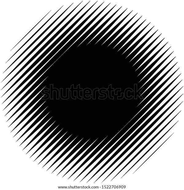 Diagonal, oblique lines\
abstract geometric circle. Slanting, slope lines halftone circle.\
Radial, circular skew, tilt parallel straight stripes (Thick lines\
version)