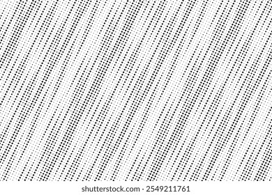 Diagonal, oblique, slanting dots lines, stripes geometric vector pattern. Abstract halftone texture and background. Vector illustration.