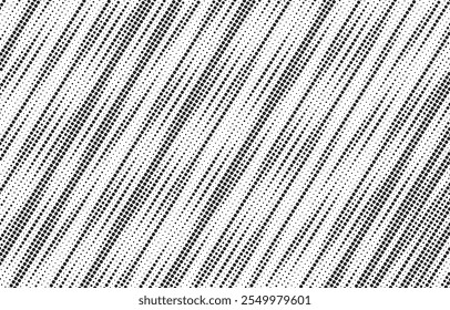 Diagonal, oblique, slanting dots lines, stripes geometric vector pattern. Abstract halftone texture and background. Vector illustration.