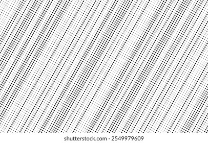 Diagonal, oblique, slanting dots lines, stripes geometric vector pattern. Abstract halftone texture and background. Vector illustration.
