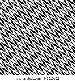 Diagonal, oblique wavy lines seamless pattern.