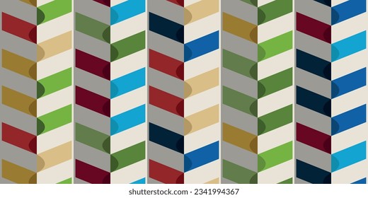 Diagonal paper pattern, checkerboard pattern of rectangles, colored columns. Pattern for textiles, pillows, clothes, background, packaging, notepads. Seamless and stylish.