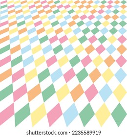 diagonal pastel rhombus pattern on white bakcground