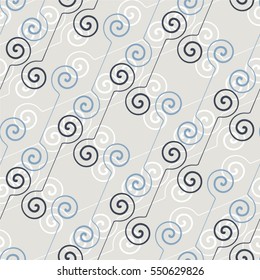 Diagonal pattern mesh, spiral, swirl, line, seamless vector background.