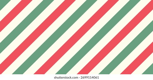 um padrão diagonal de listras verdes e brancas vermelhas criando um elemento de design de fundo festivo e colorido
