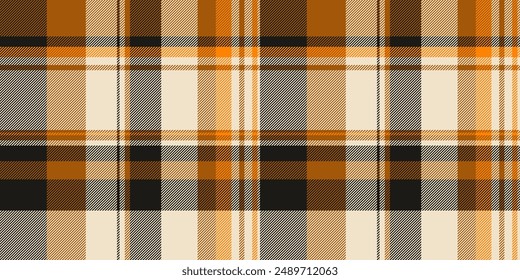 Diagonal pattern texture fabric, ethnic vector plaid seamless. Festival background tartan check textile in light and orange colors palette.