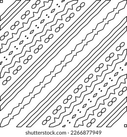  Patrón diagonal.Textura ornamental monocromática con formas lineales lisas, líneas de zigzag, patrón de encaje.Resumen de patrones geométricos en blanco y negro para página web, texturas, tarjeta, afiche, tela, textil.