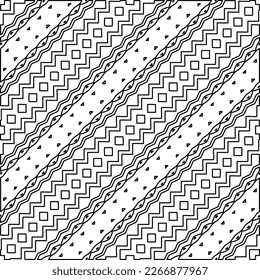 Diagonal pattern.Monochrome ornamental texture with smooth linear shapes, zigzag lines, lace pattern.Abstract geometric black and white pattern for web page, textures, card, poster, fabric, textile.