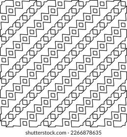  Diagonal pattern.Monochrome ornamental texture with smooth linear shapes, zigzag lines, lace pattern.Abstract geometric black and white pattern for web page, textures, card, poster, fabric, textile.