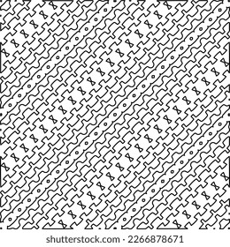  Diagonal pattern.Monochrome ornamental texture with smooth linear shapes, zigzag lines, lace pattern.Abstract geometric black and white pattern for web page, textures, card, poster, fabric, textile.