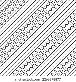  Diagonal pattern.Monochrome ornamental texture with smooth linear shapes, zigzag lines, lace pattern.Abstract geometric black and white pattern for web page, textures, card, poster, fabric, textile.