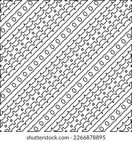  Diagonal pattern.Monochrome ornamental texture with smooth linear shapes, zigzag lines, lace pattern.Abstract geometric black and white pattern for web page, textures, card, poster, fabric, textile.