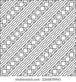  Patrón diagonal.Textura ornamental monocromática con formas lineales lisas, líneas de zigzag, patrón de encaje.Resumen de patrones geométricos en blanco y negro para página web, texturas, tarjeta, afiche, tela, textil.