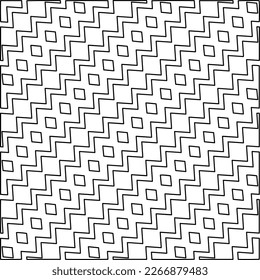  Diagonal pattern.Monochrome ornamental texture with smooth linear shapes, zigzag lines, lace pattern.Abstract geometric black and white pattern for web page, textures, card, poster, fabric, textile.