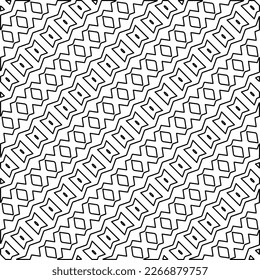  Diagonal pattern.Monochrome ornamental texture with smooth linear shapes, zigzag lines, lace pattern.Abstract geometric black and white pattern for web page, textures, card, poster, fabric, textile.