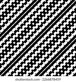Diagonal pattern.Vector geometric seamless pattern.  Black and white texture. Simple abstract ornament background. Dark repeat design for decor, fabric, cloth.