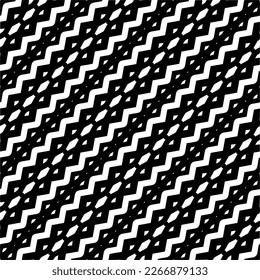 Diagonal pattern.Vector geometric seamless pattern.  Black and white texture. Simple abstract ornament background. Dark repeat design for decor, fabric, cloth.
