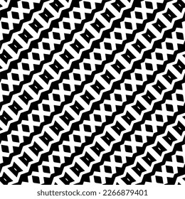 Diagonal pattern.Vector geometric seamless pattern.  Black and white texture. Simple abstract ornament background. Dark repeat design for decor, fabric, cloth.