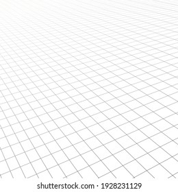 Diagonal Perspective Grid. Abstract Wireframe Landscape. 3d Vector Illustration.