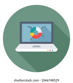 
A diagonal pie chart on laptop screen concept of web analytics, 
