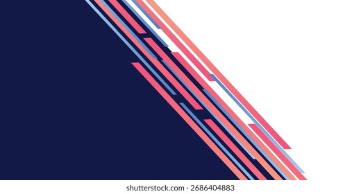 Diagonal pink stripe background. Blue and white color. Technology and business banner template