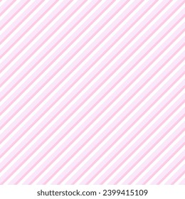 Diagonal pink stripes pattern. Seamless background light pink on darker pink stripes with shadow illusion on white color. Delicate geometric print