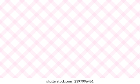 Diagonal pink and white plaid background	