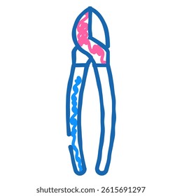 diagonal pliers doodle icon sketch vector. diagonal pliers sign. isolated symbol illustration