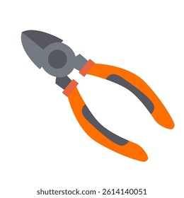 Diagonal pliers flat icon for cutting wires, electrical work, and general repairs.