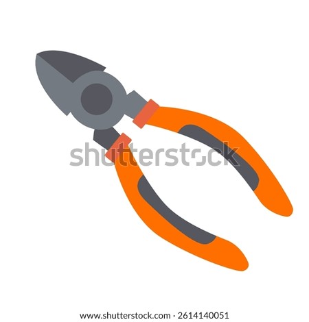 Diagonal pliers flat icon for cutting wires, electrical work, and general repairs.