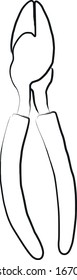 Diagonal pliers hand drawing black contour vector illustration