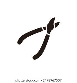 Diagonal pliers icon. Flat silhouette version.
