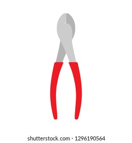 Diagonal pliers red wrench tools mechanic design vector icon. Manual carpenter power repair construction equipment