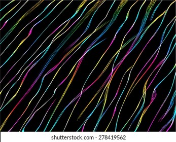 Diagonal rainbow lines on black background. Vector version